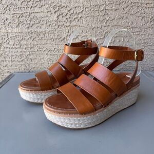 FitFlop Eloise Wedge Sandals Womens Size 8 Tan Platform Espadrille Strappy Shoes